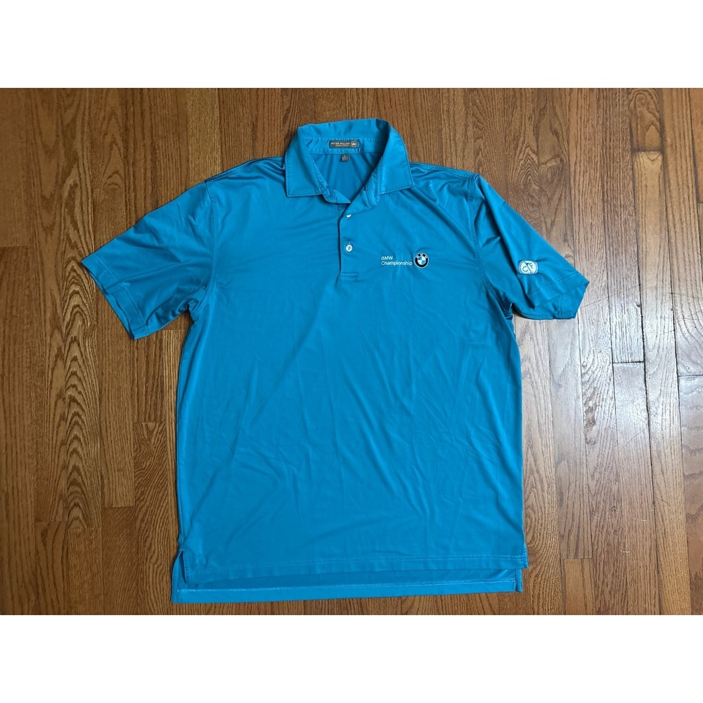 Peter Millar Men's Polo in Bright Teal Blue with BMW Logo